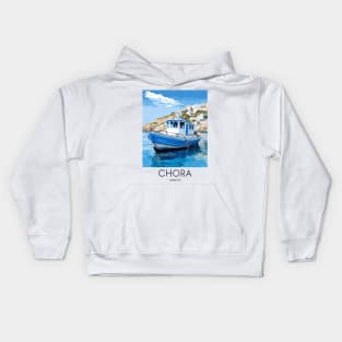 A Pop Art Travel Print of Chora Andros Island - Greece Kids Hoodie